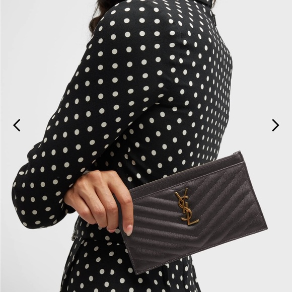 Authentic YSL Monogram Small Ziptop Bill Pouch in Grained Leather - Picture 3 of 14